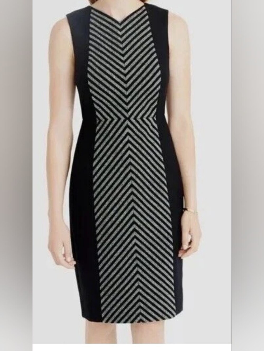 J Crew Black Gray Herringbone Tweed Wool Blend Sheath Dress Size 00